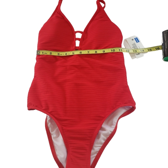 Wonderly Womens Red Ribbed One Piece Swimsuit NWT Memorial Day 4th July Sz Small - Picture 7 of 11